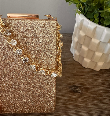 Gold Glitter Box Bag