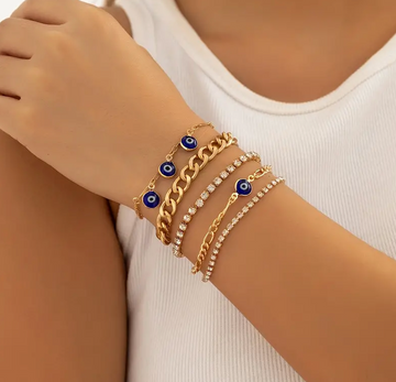 Evil eye bracelet stack