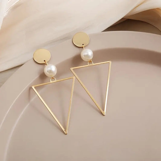 Geometric Pearl Earrings