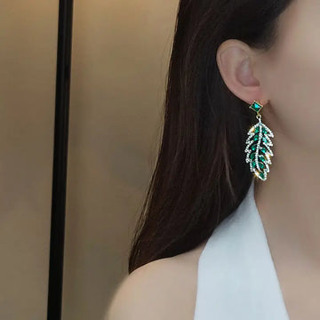 Green Leaf Earrings