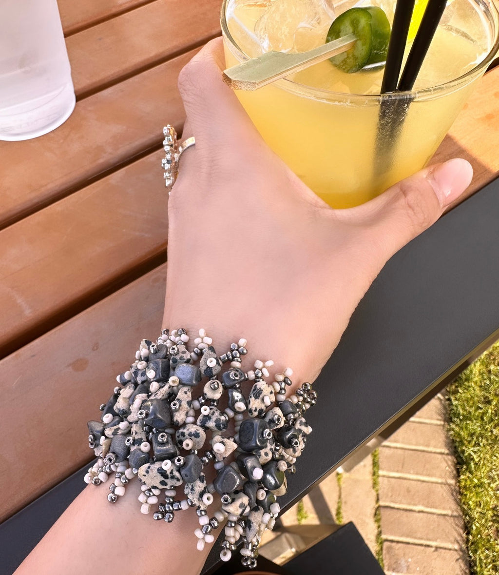 Handmade Gray Stone bracelet — detail view