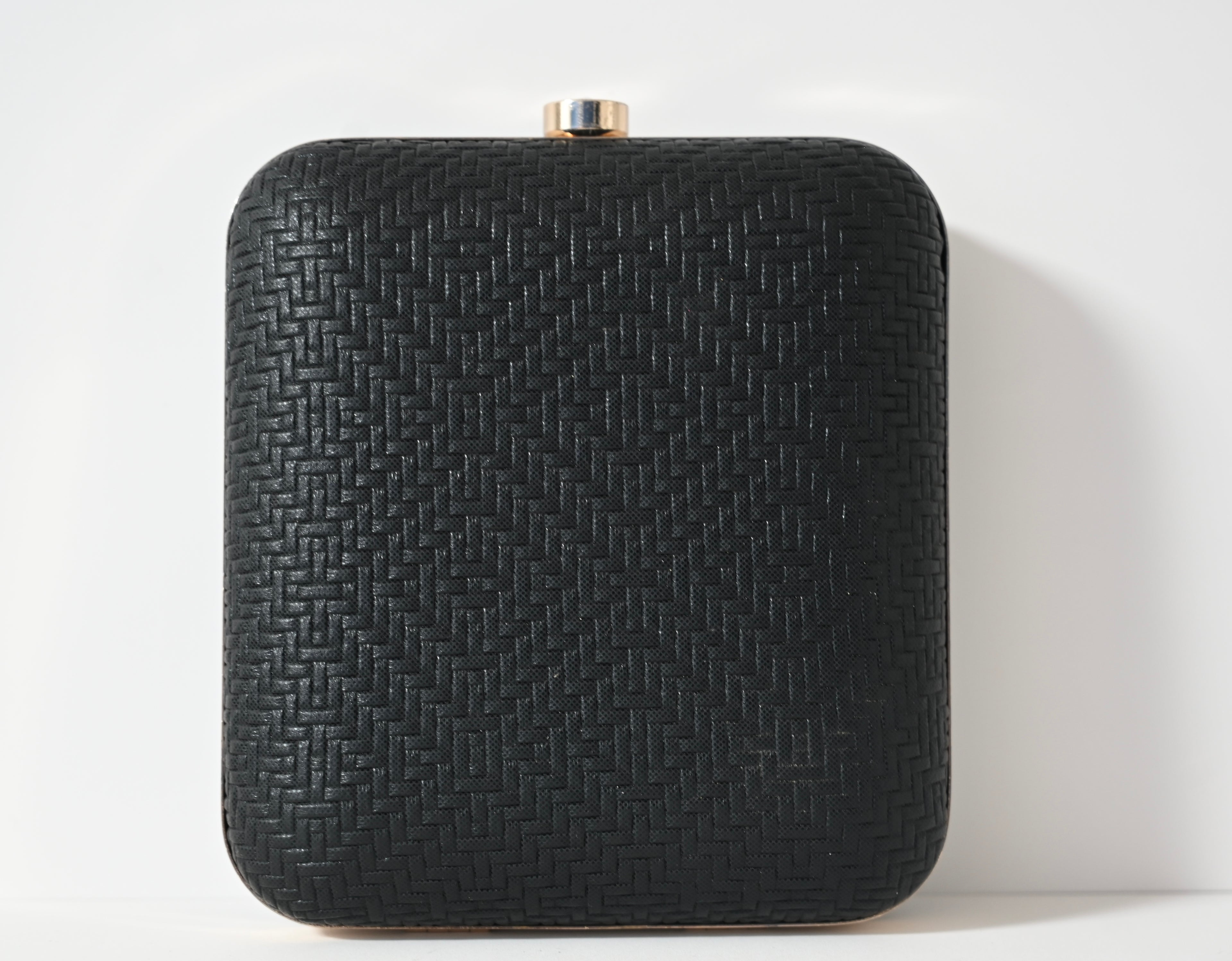 Geometric Black Purse — styled view