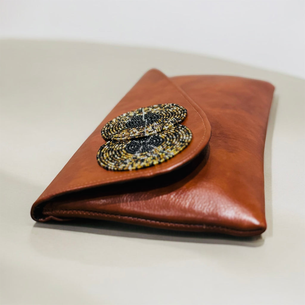 Beaded Leather Purse — detail view
