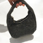 Sparkle rhinestone evening bag with crystal-encrusted surface and chain strap