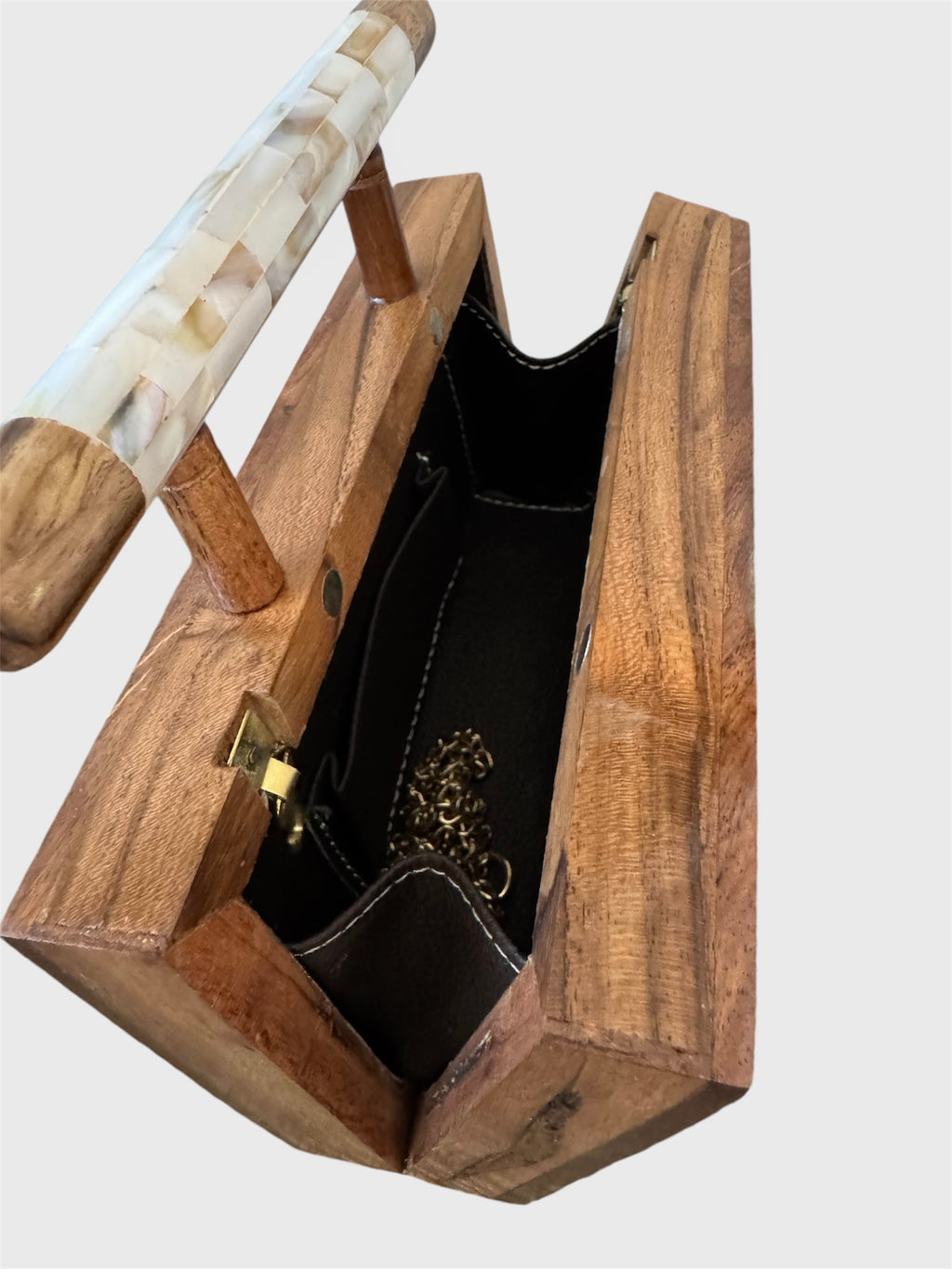 Handcrafted Inlay Wooden Purse — alternate angle