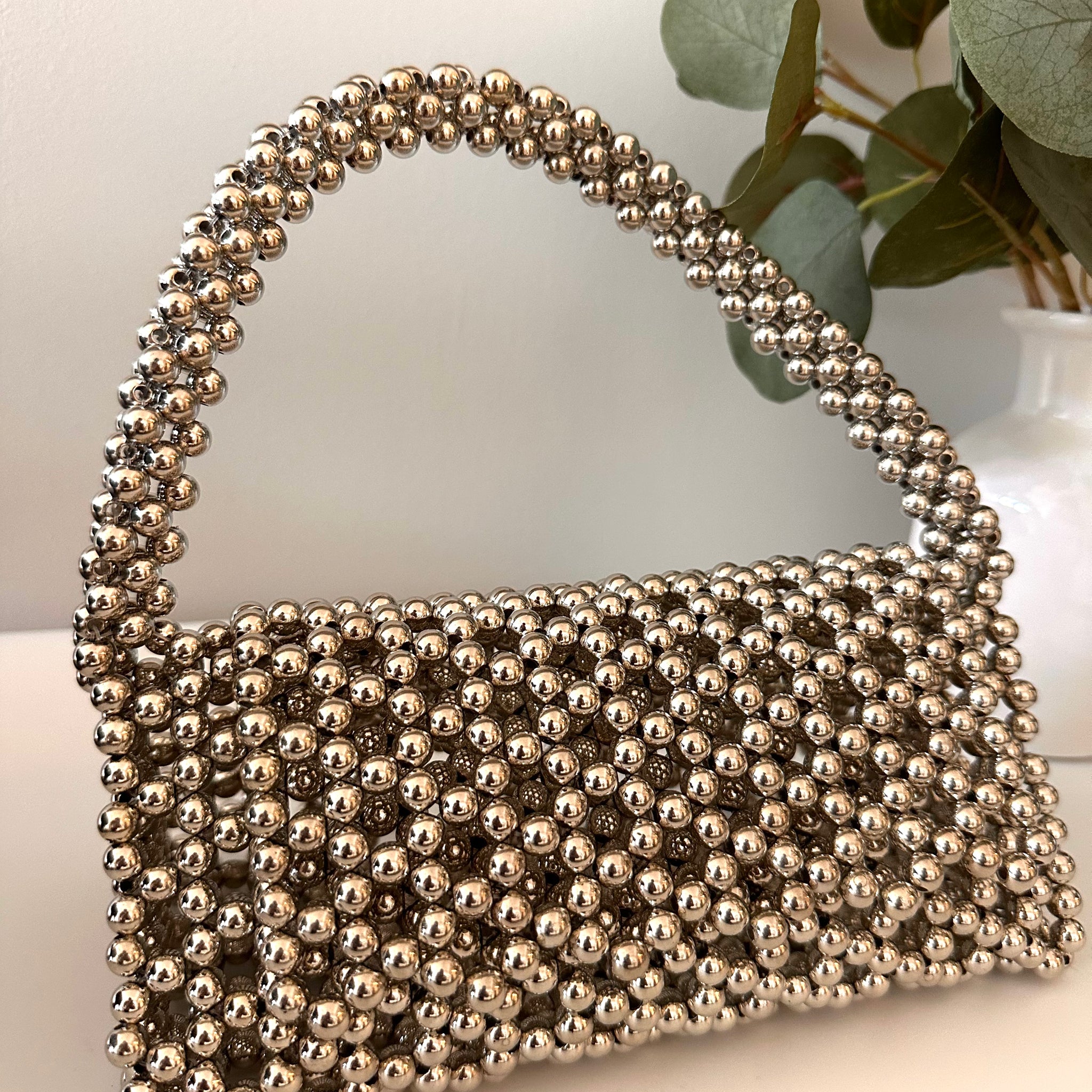 Silver sales beaded clutch