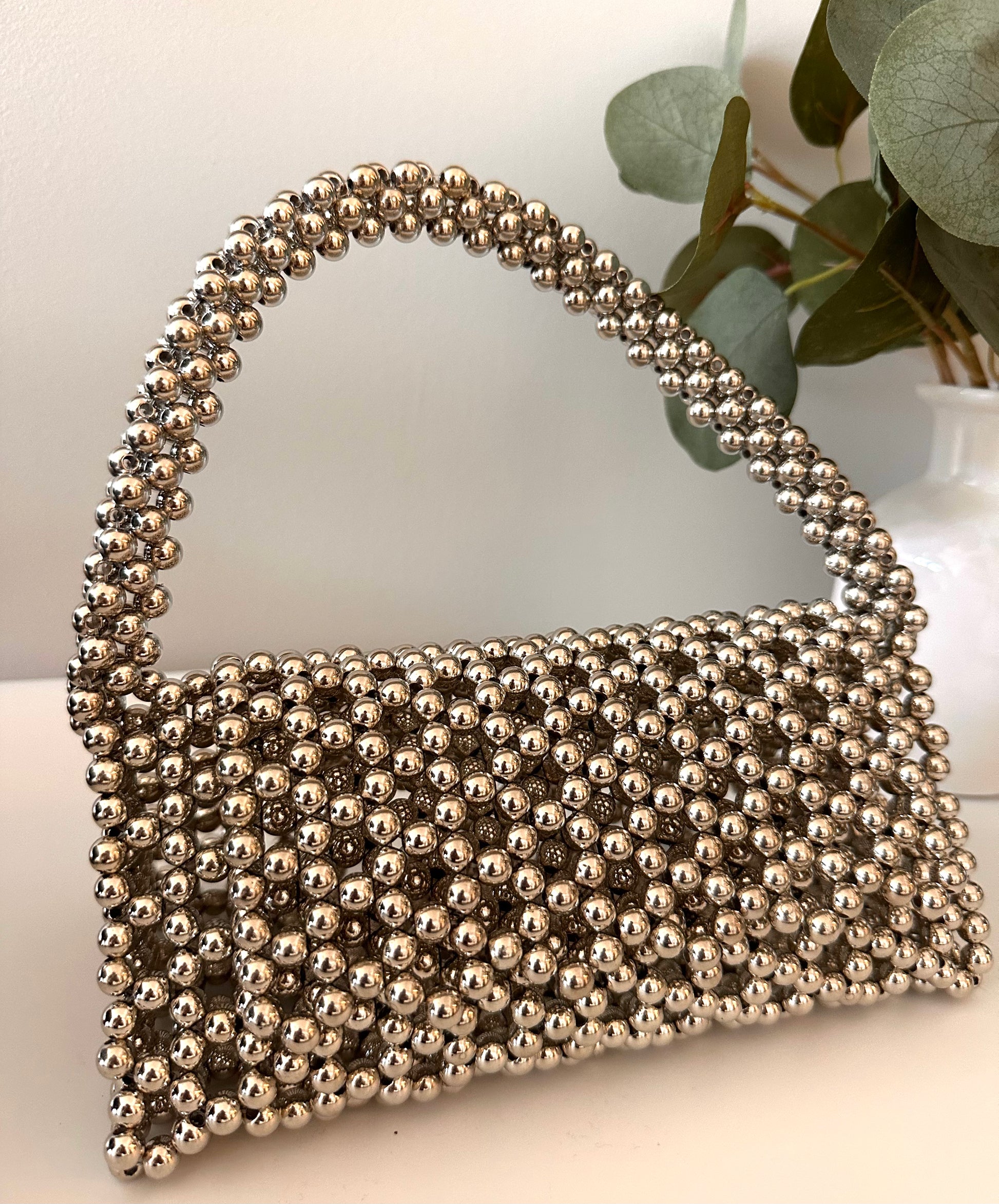 Silver Beaded Bag