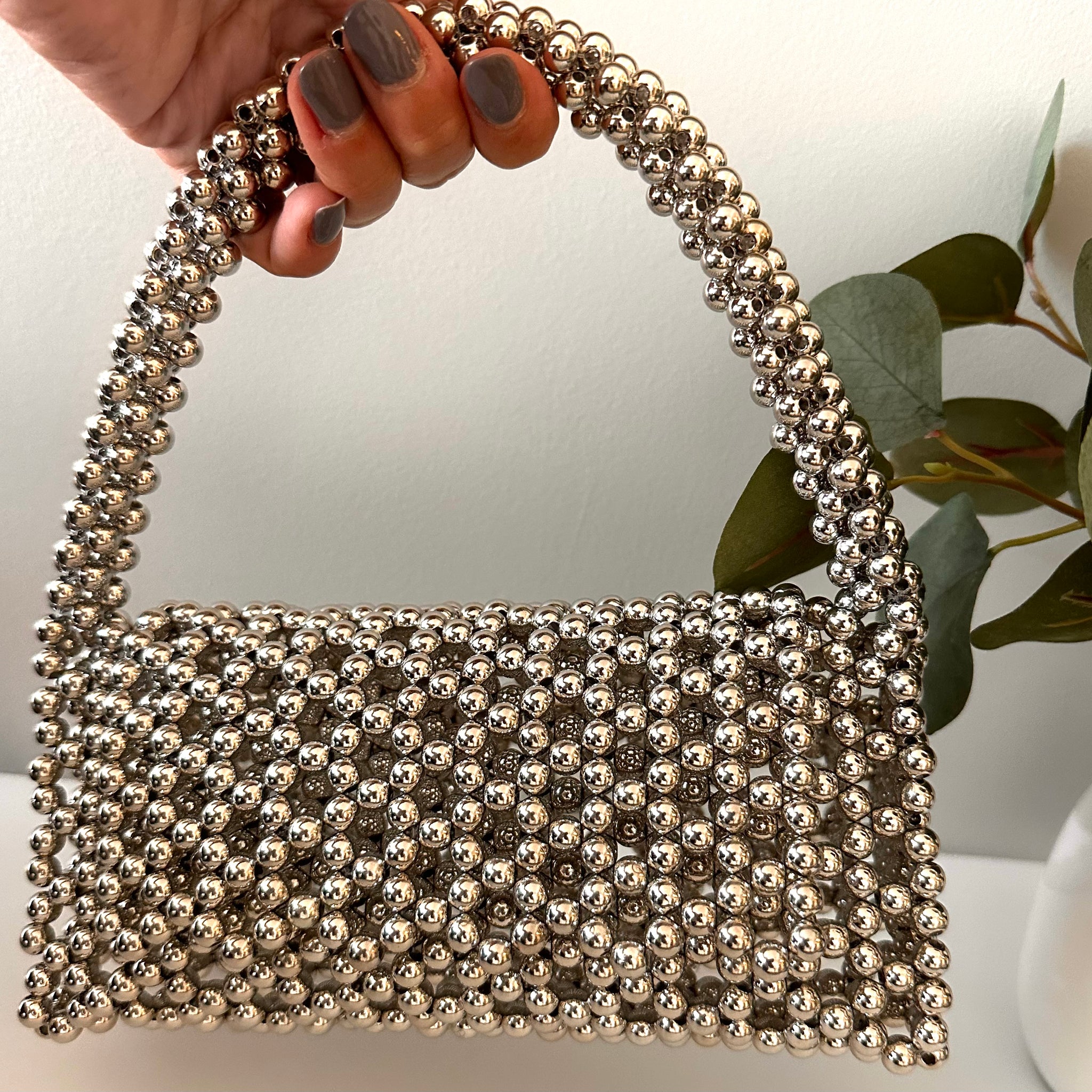 Silver Beaded Bag