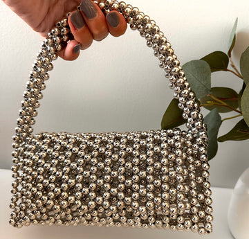 Silver Beaded Bag