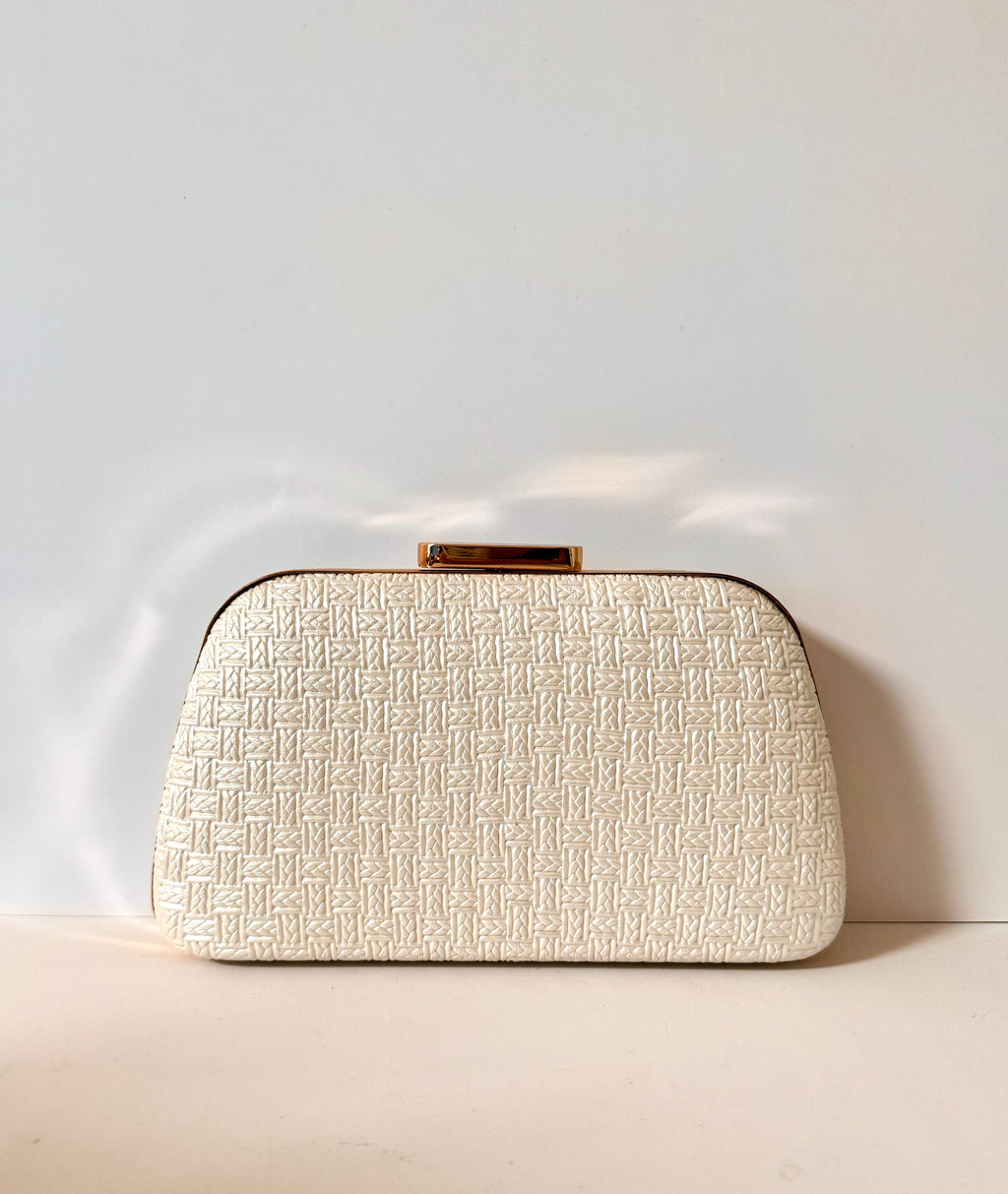 Geometric White Purse — detail view
