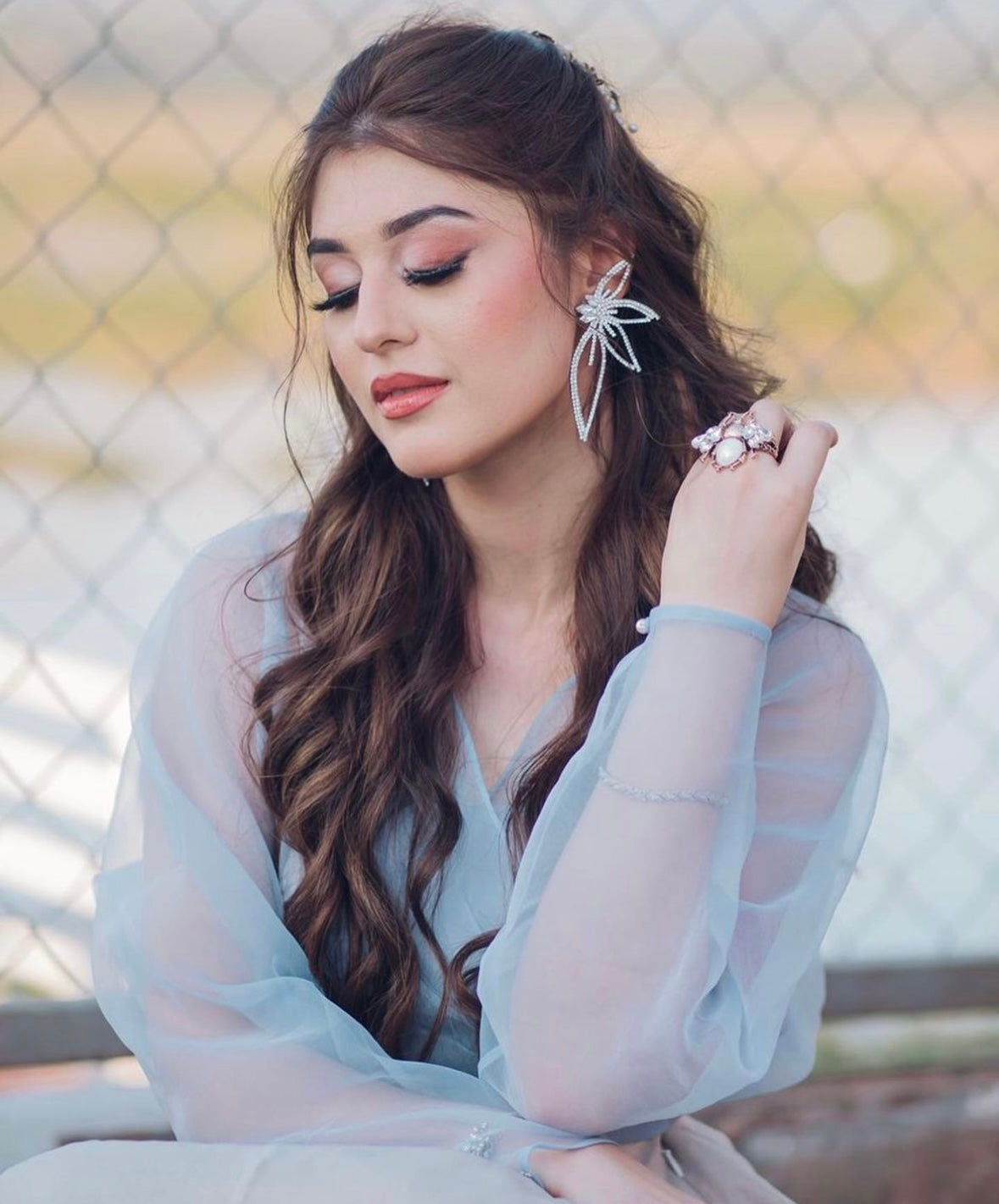 Rhinestone Stud Earrings — alternate angle