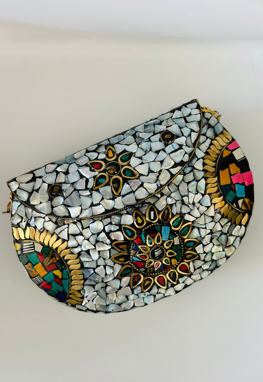 Mosaic White Clutch