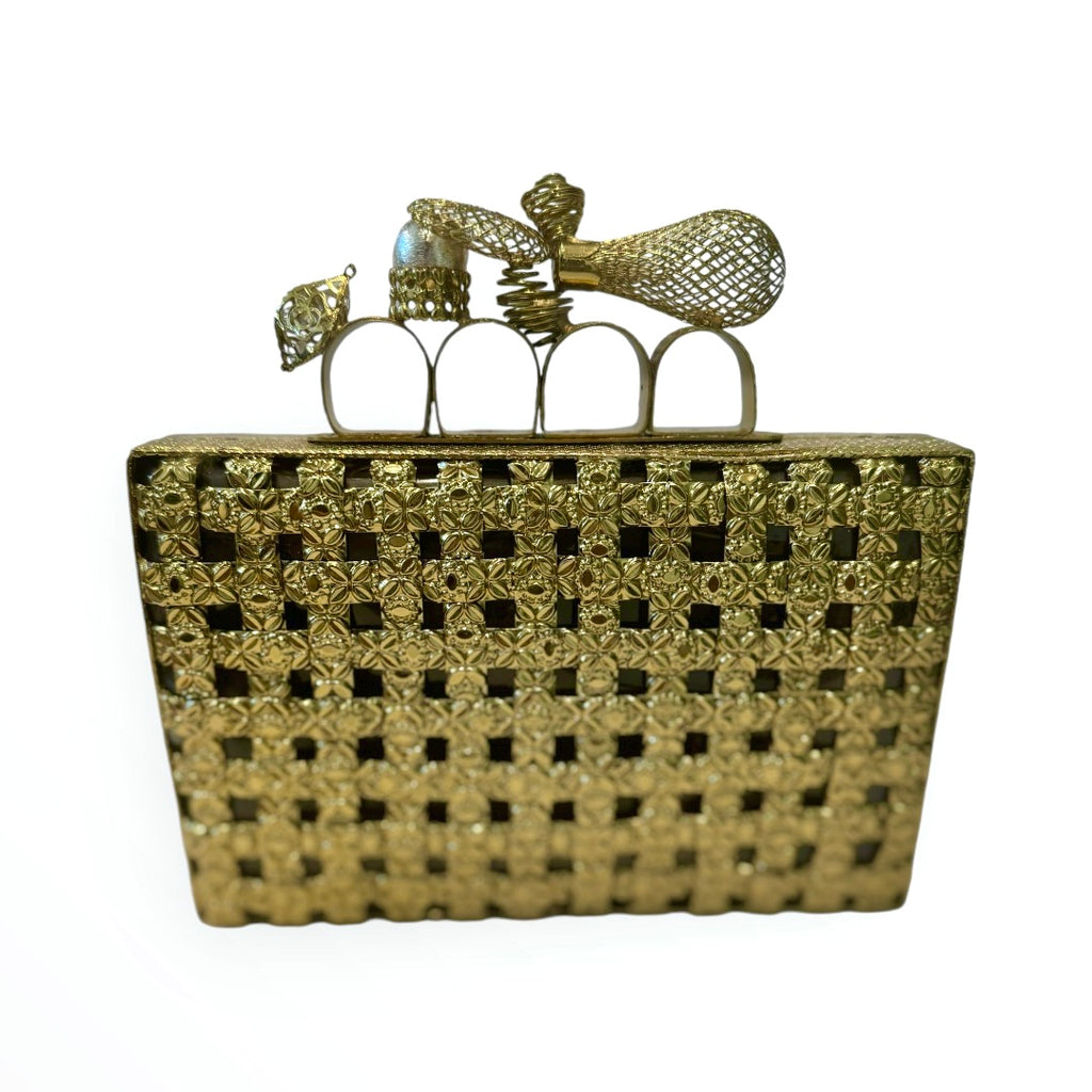 Handcrafted Golden Clutch — detail view