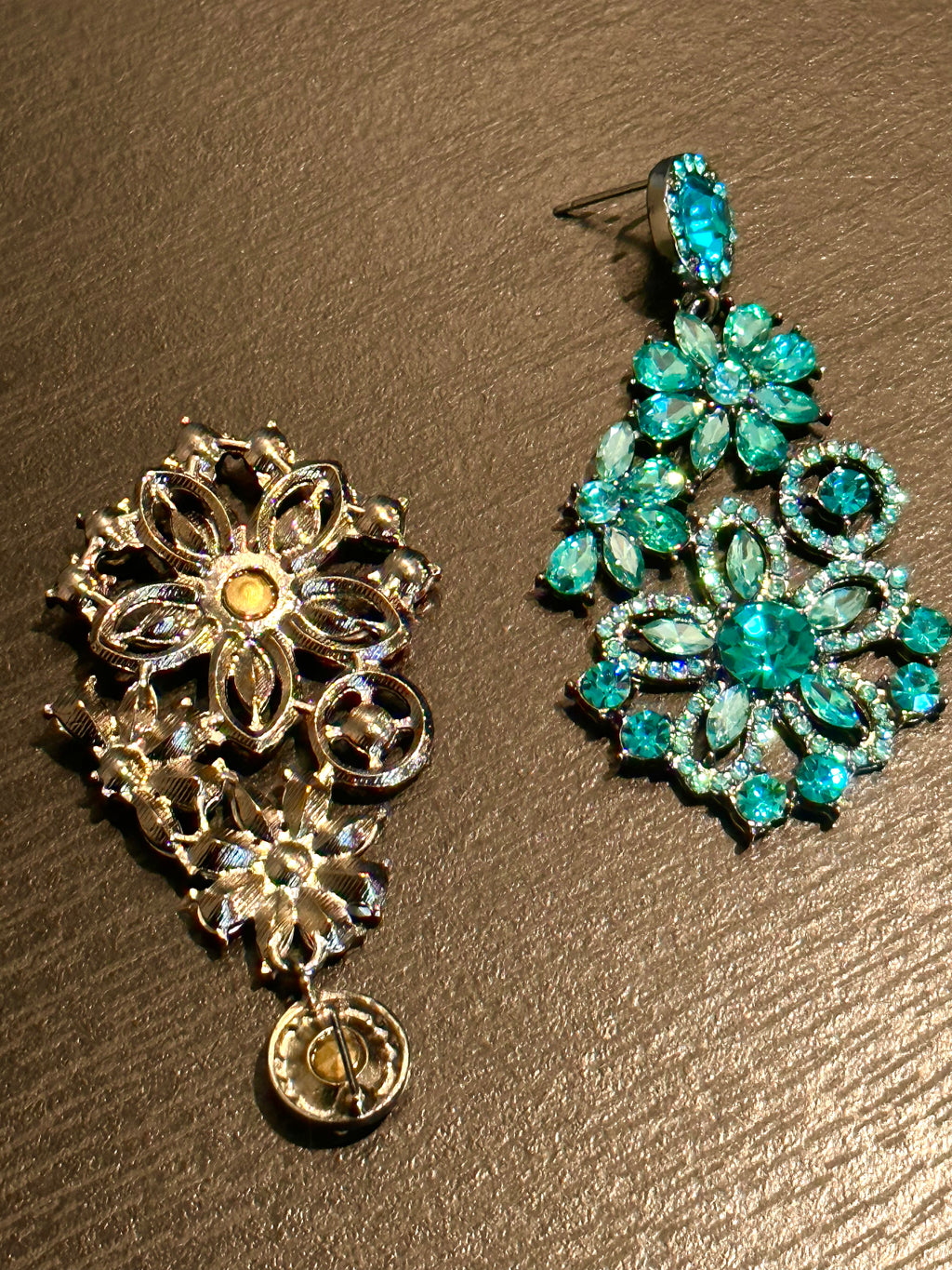 Blue Crystal Earrings — alternate angle