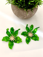 Floral Acrylic earrings — alternate angle