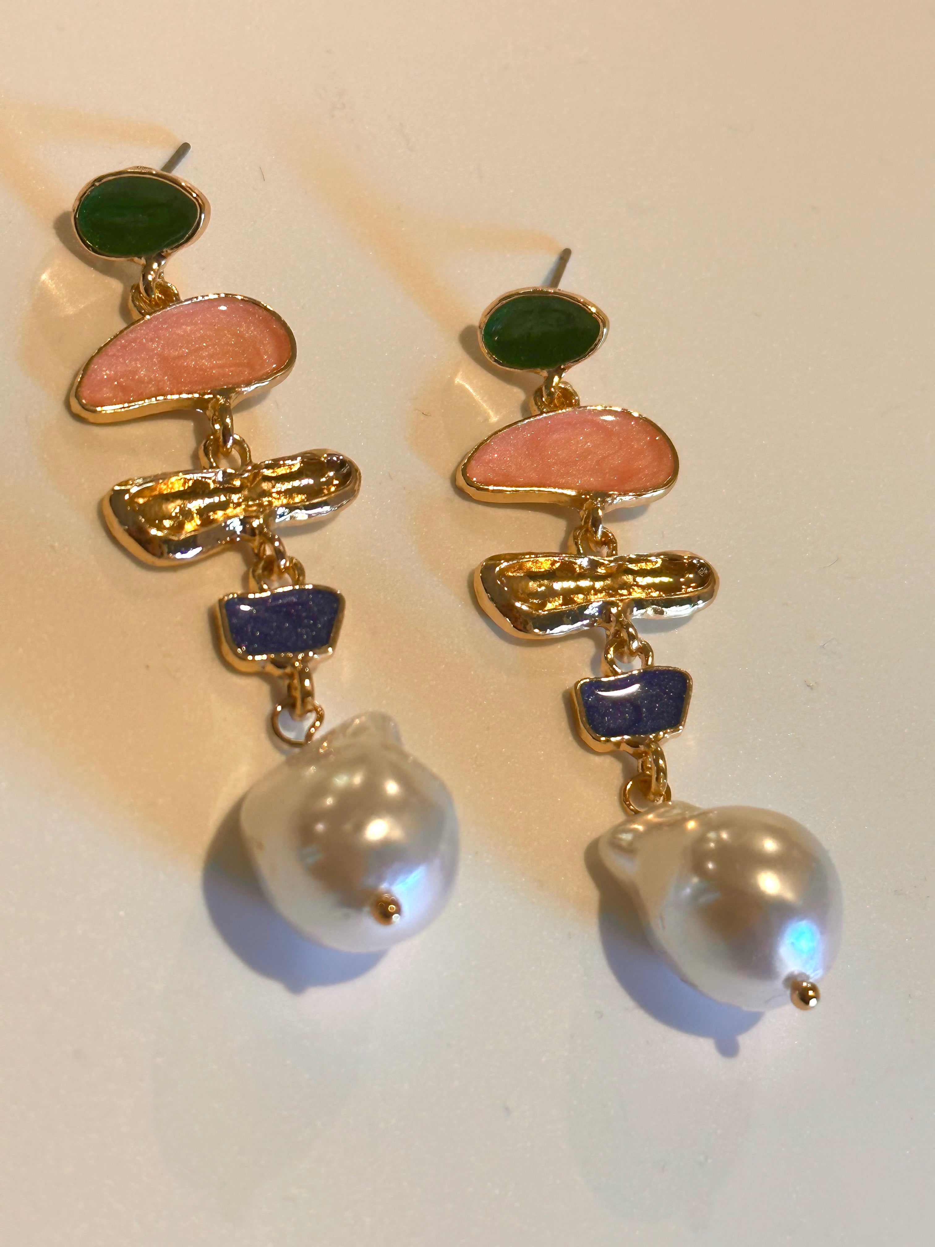 Multi-color Drop Earrings — detail view
