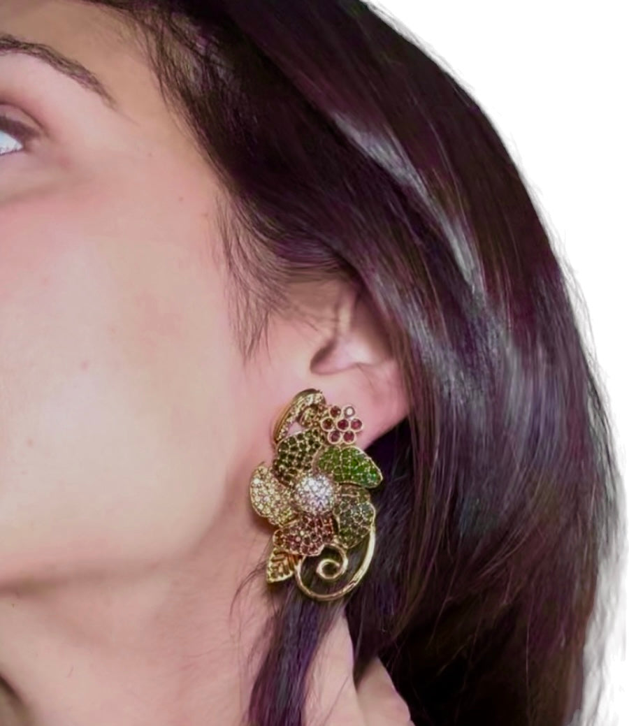 Multicolor Floral Earrings — alternate angle