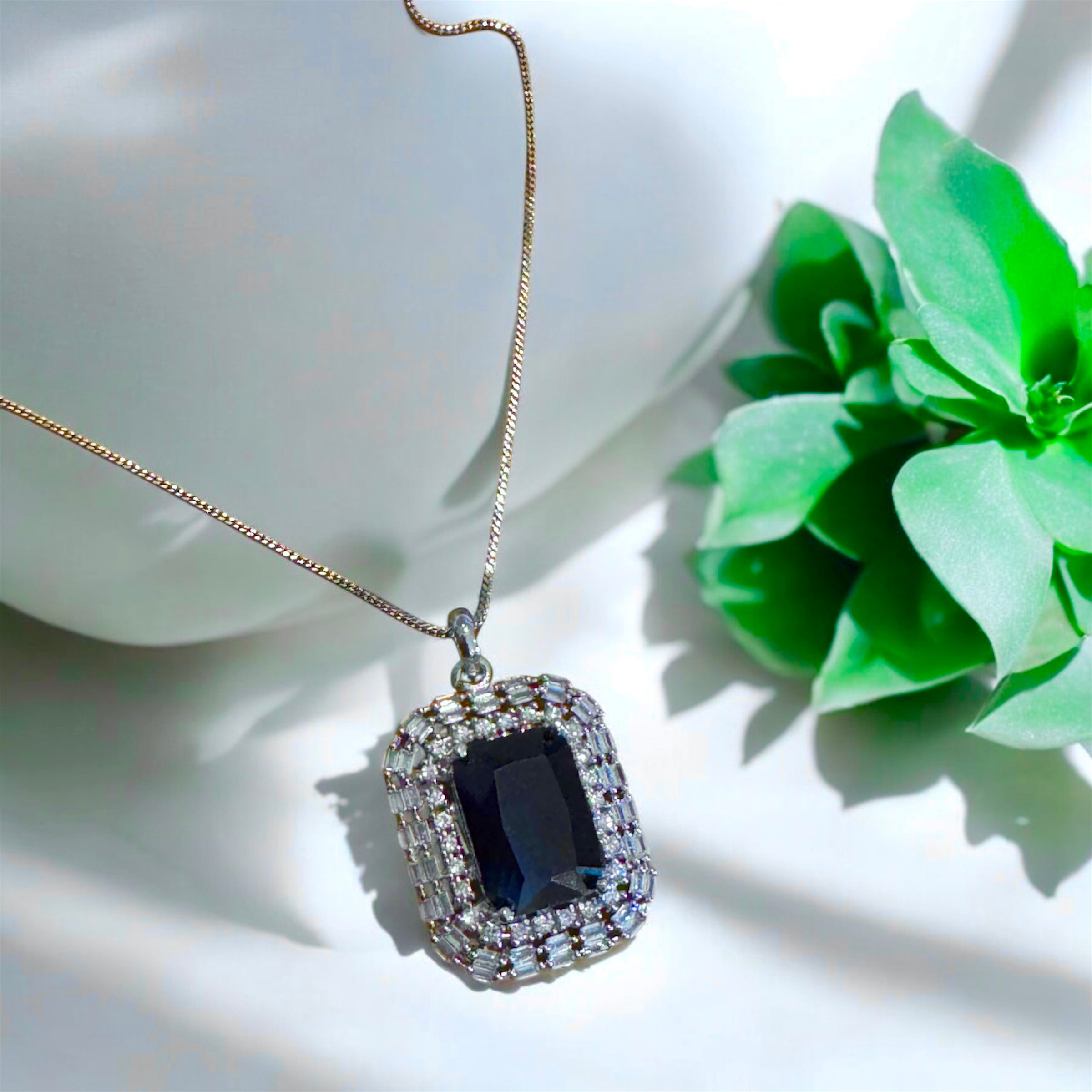 Seina tanzanite-toned necklace set with matching earrings and gold-plated chain