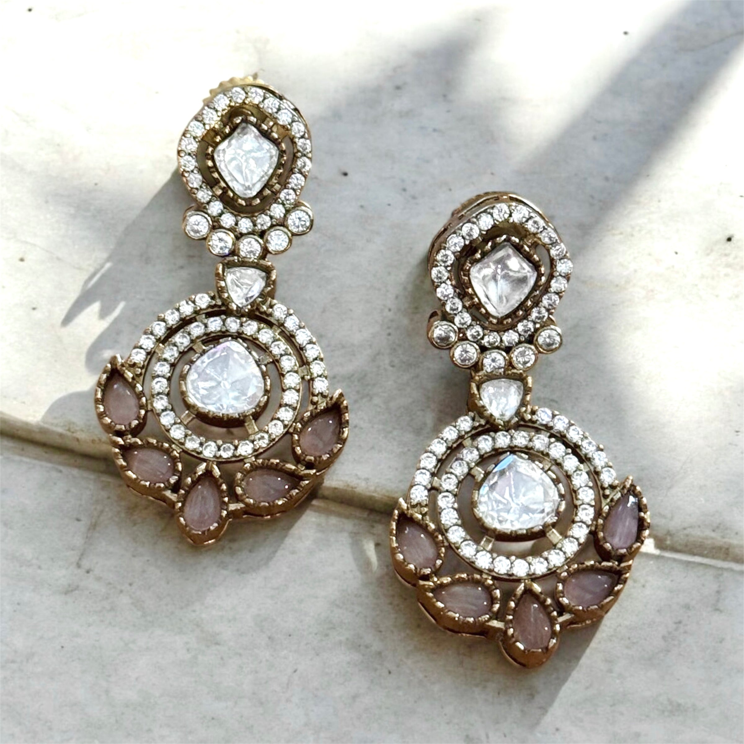 Handcrafted Pink Earrings — detail view