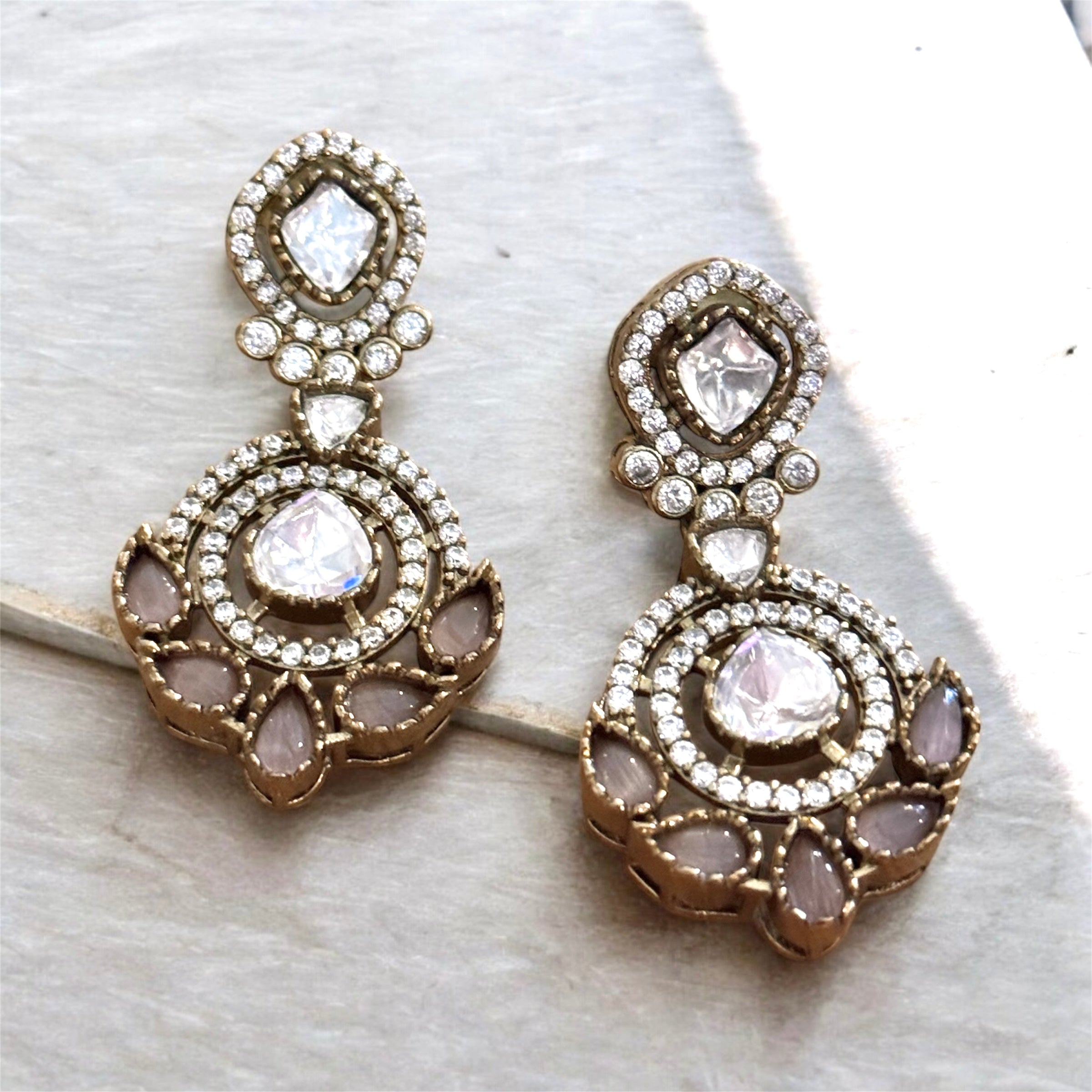 Handcrafted Pink Earrings — alternate angle