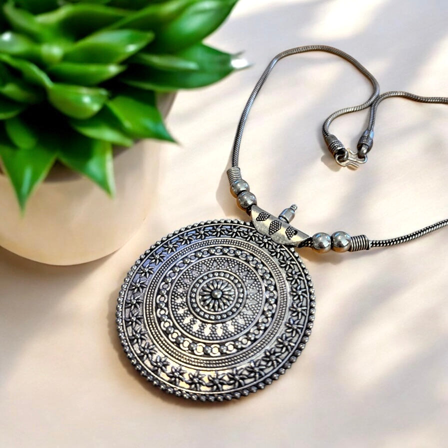 Sunburst Silver Necklace — alternate angle