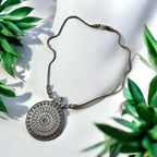Sunburst Silver Necklace — detail view