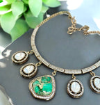 Mosaic Stone Green Necklace Set — detail view