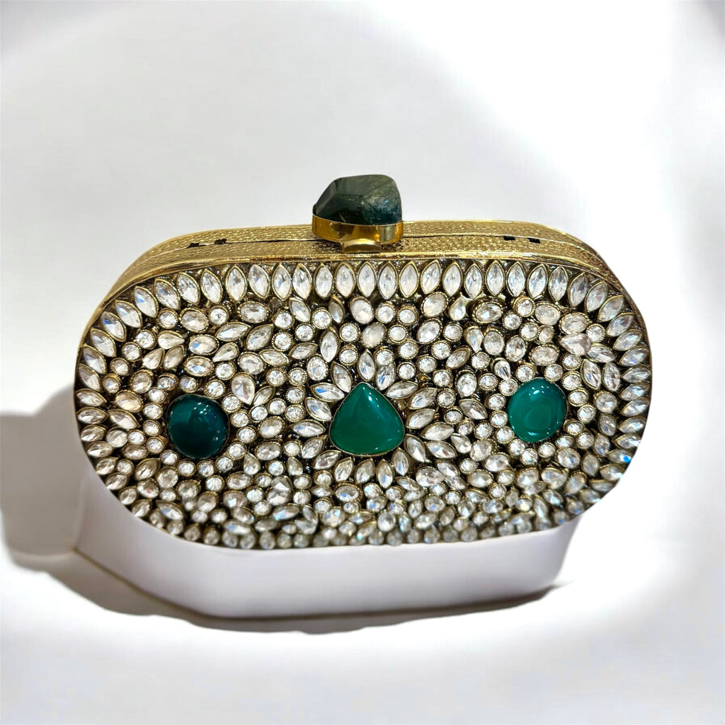 Green Bridal Clutch — styled view
