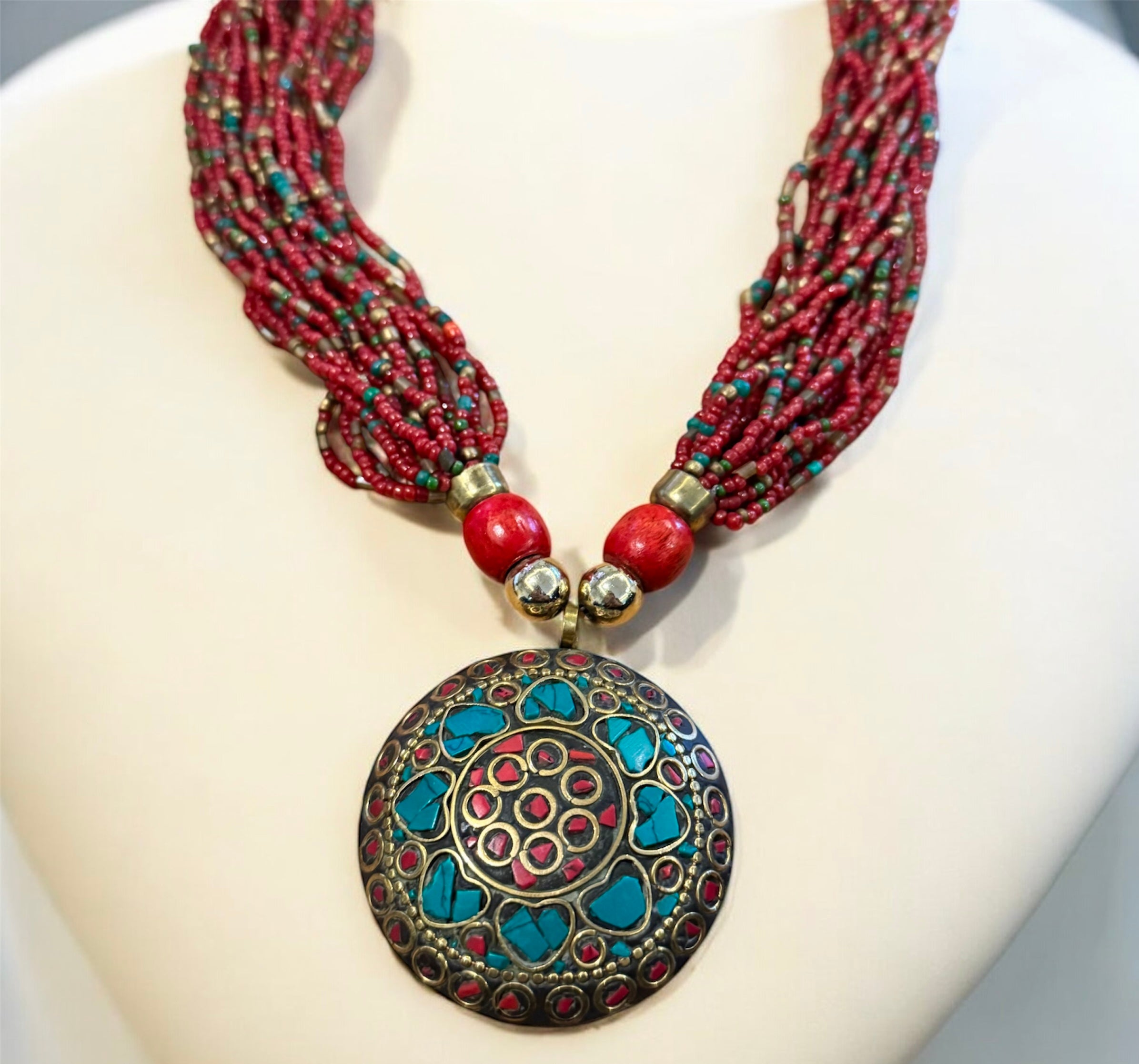 Mosaic Stone Necklace — detail view