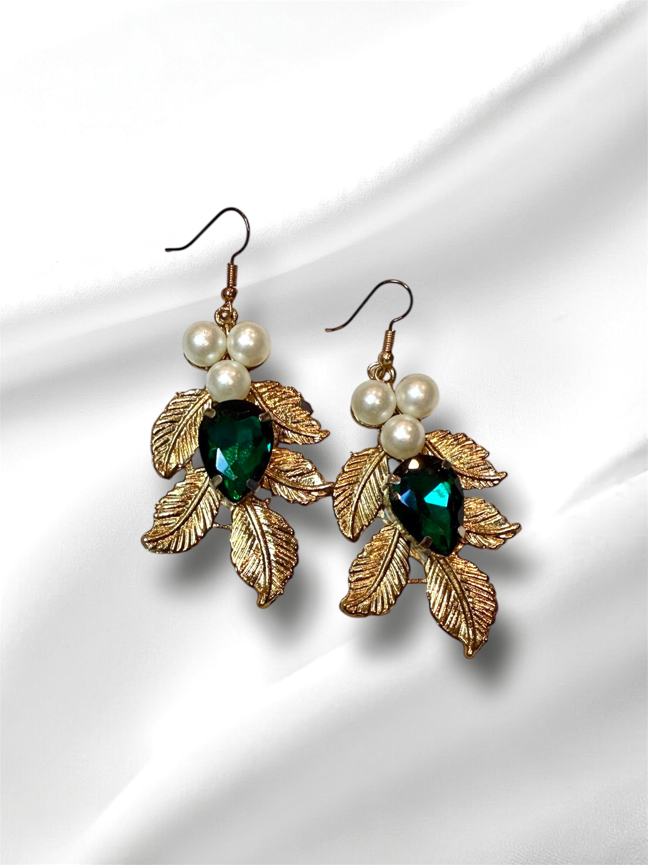 Leaf Green Earrings — alternate angle