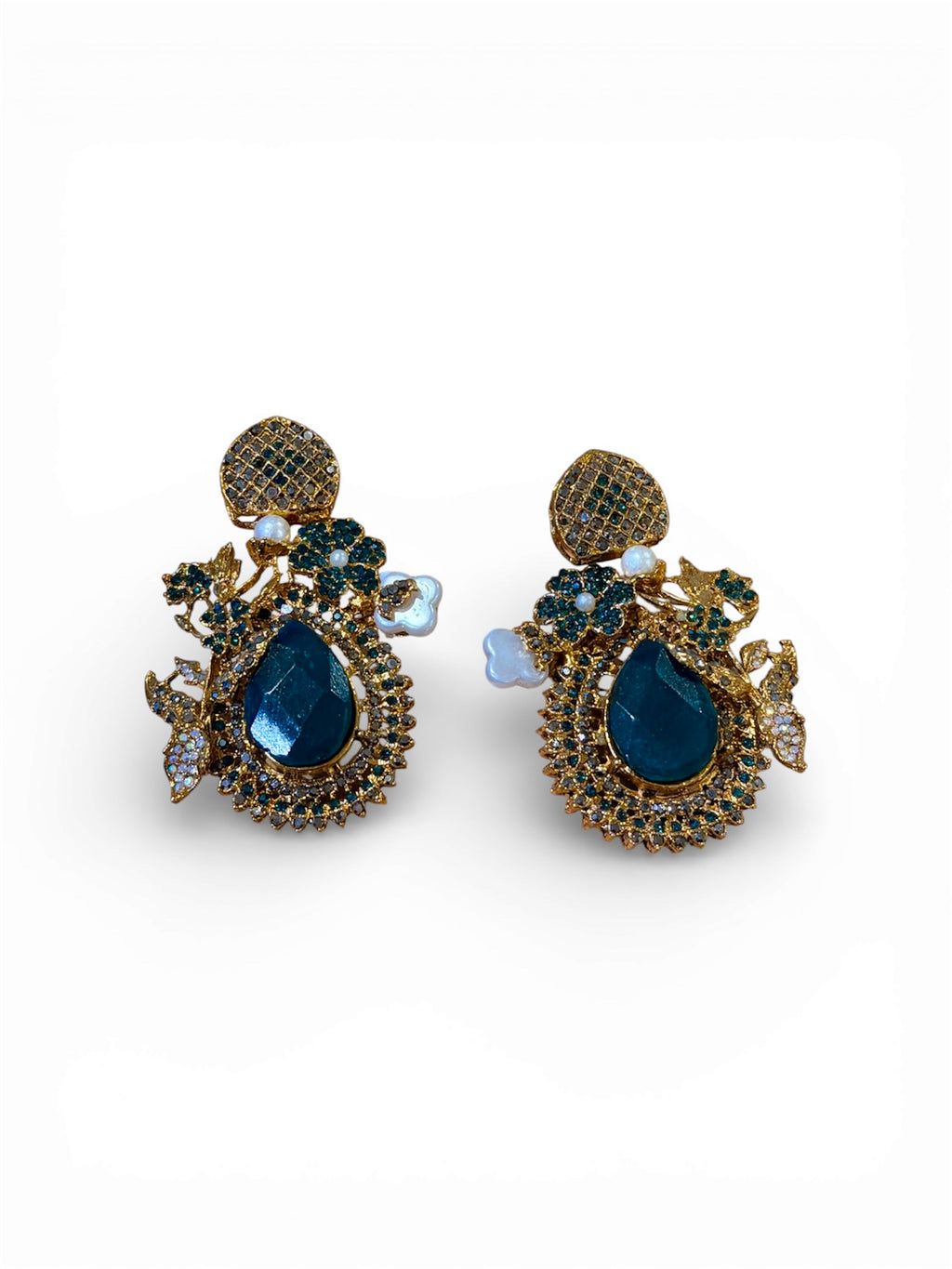 Green Stone Earrings — alternate angle