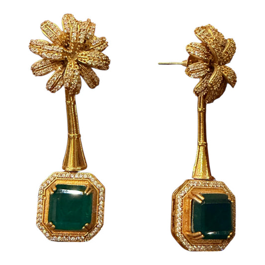 Green Floral Earrings