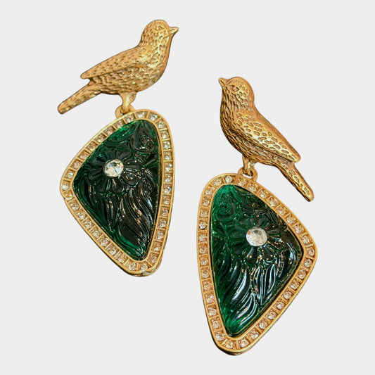 Green Bird Earrings