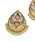Decorative earrings with floral design on a white background