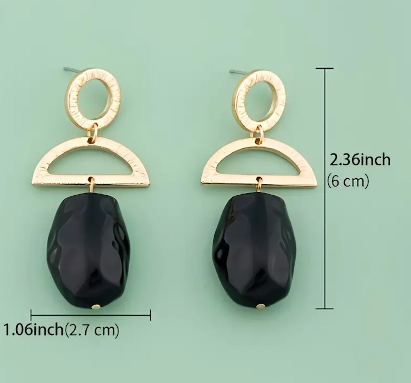 Black Drop Earrings — detail view