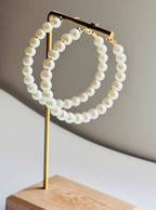 White Pearl Earrings — alternate angle