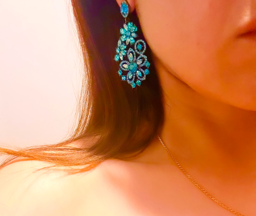 Blue Crystal Earrings — detail view