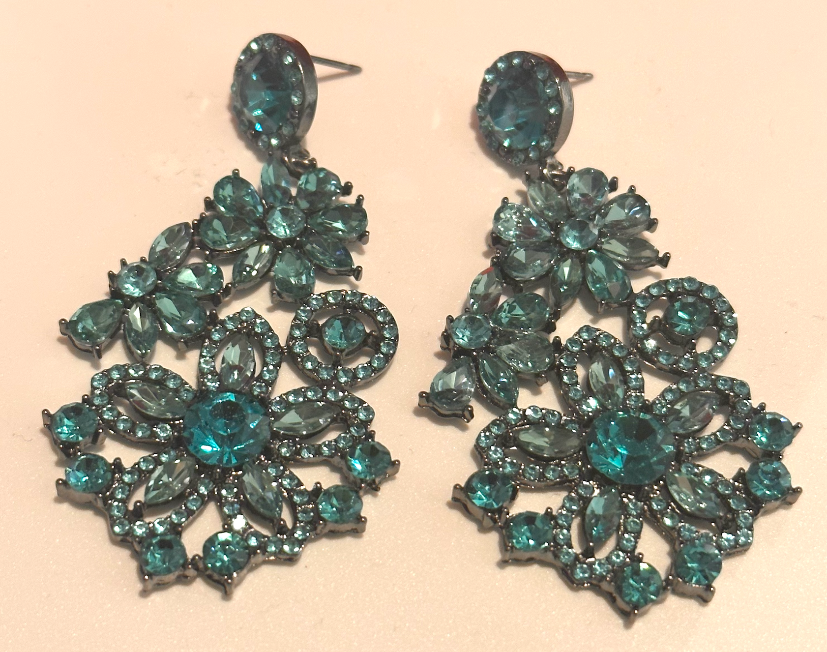 Blue Crystal Earrings — styled view