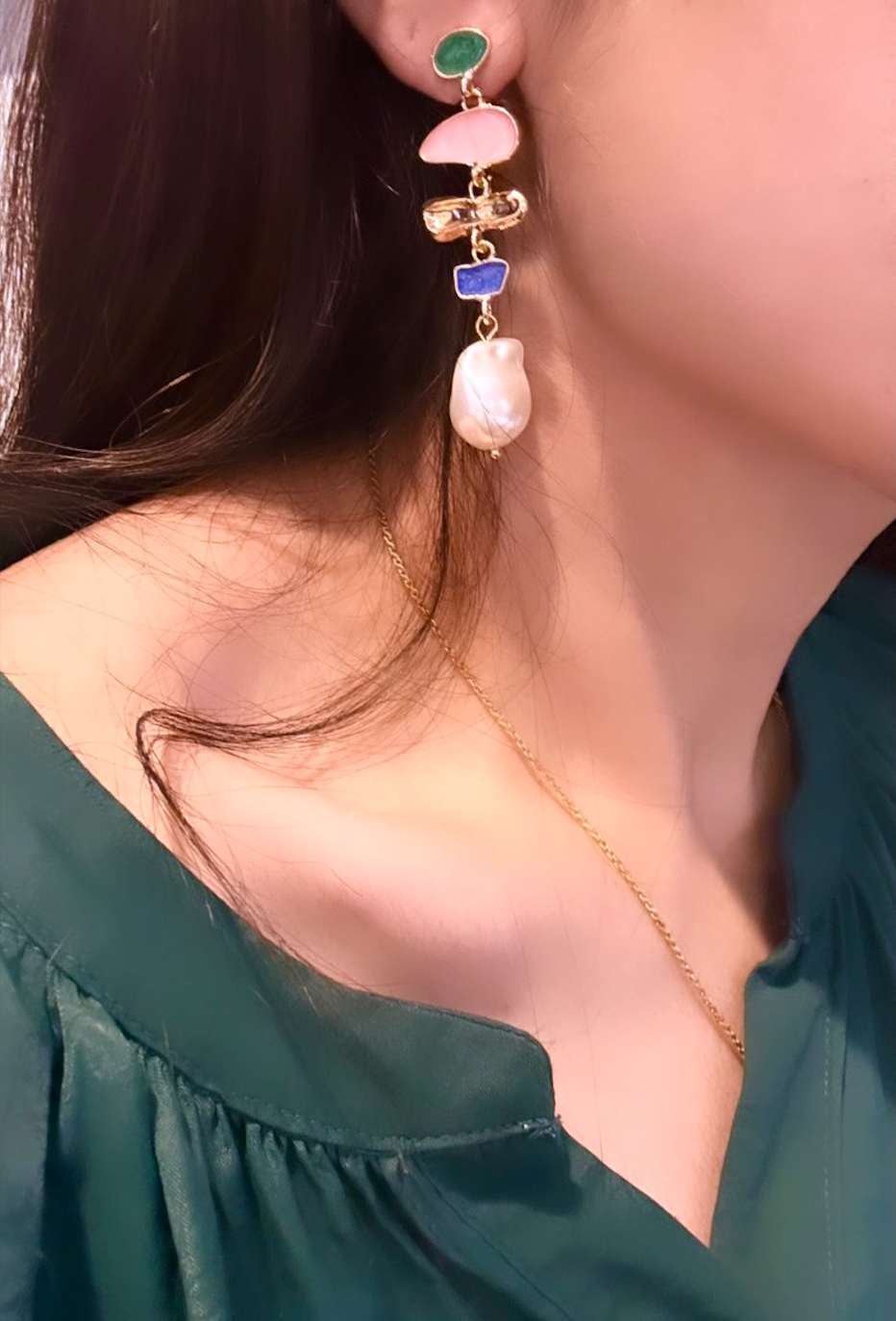 Multi-color Drop Earrings — styled view