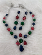 Multi color stone necklace set — detail view