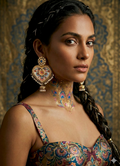 Handcrafted multicolor heart-shaped drop earrings with gold-plated hooks
