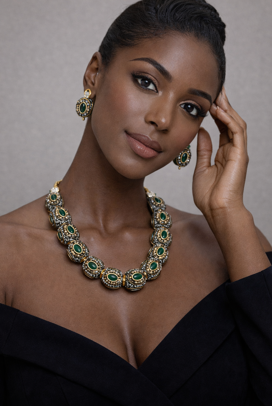 statement stone necklace earring set formal occasion jewelry