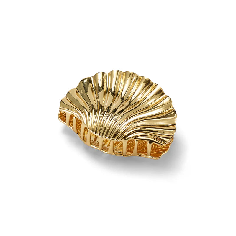 Natural shell claw clip hair accessory with tortoiseshell-inspired pattern