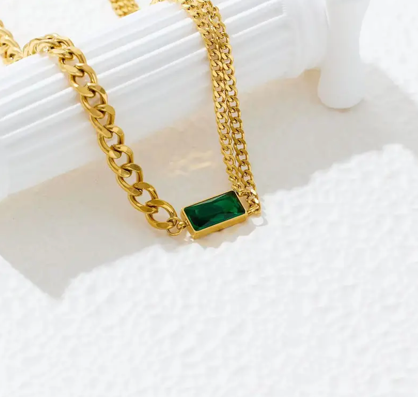 Green Zircon Necklace — alternate angle