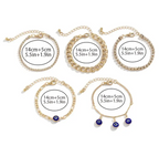 Evil eye bracelet stack — detail view
