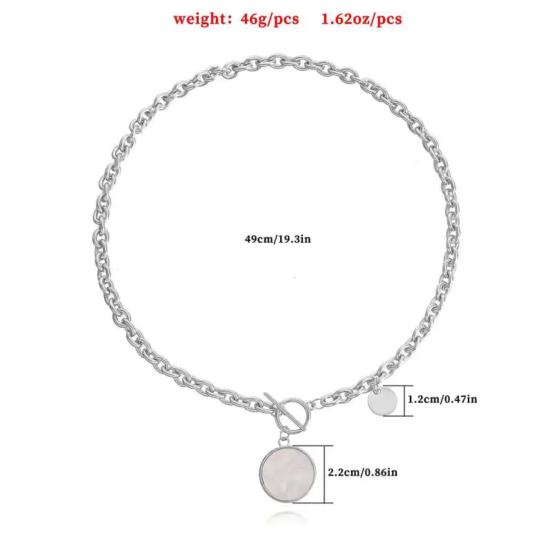 Mother of Pearl Chain Necklace — detail view