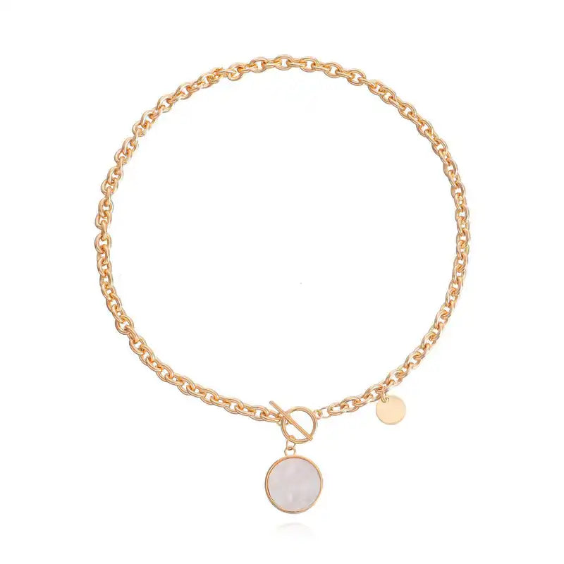 Mother of Pearl Chain Necklace — styled view
