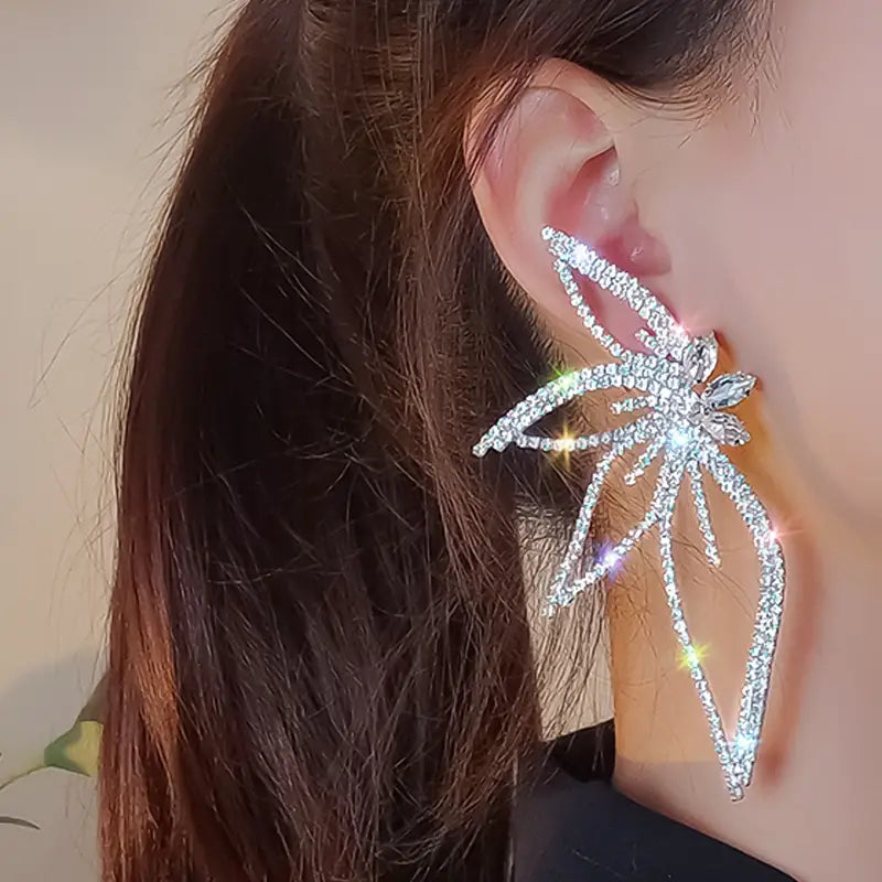 Rhinestone Stud Earrings — detail view
